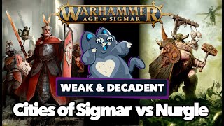 Cities of Sigmar vs Maggotkin of Nurgle  Age of Sigmar Battle Report [upl. by Oad]