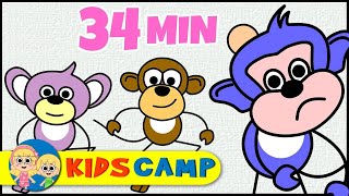 Five Little Monkeys  More Nursery Rhymes And Kids Songs by KidsCamp [upl. by Lowry]