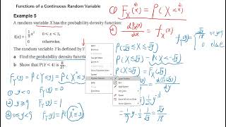 121 CIE further statistics 进阶数学统计 Functions of A Random Variable [upl. by Deaner]