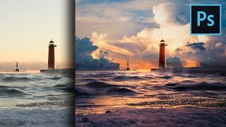 Add Clouds and Dramatic Colors to Landscapes in Photoshop [upl. by Victoria]