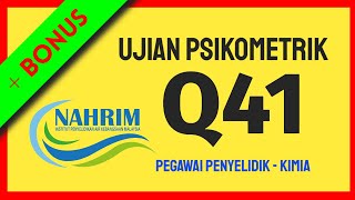 Ujian Psikometrik Pegawai Penyelidik Kimia Q41 Institut Penyelidikan Air Kebangsaan Malaysia NAHRIM [upl. by Yrohcaz247]