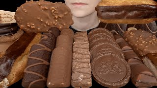 ASMR Chocolate Desserts amp Ice Cream Eclair Cookie Sandwich Dove HaagenDazs Kinder Bueno Cake [upl. by Ykcor]