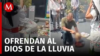 SACRIFICAN a una gallina en el Senado como ofrenda a Tláloc por el Día de la Lluvia [upl. by Stclair59]