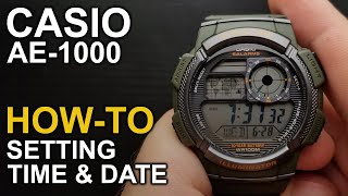 Casio AE1000  Setting time and date  Module 3198 [upl. by Lenette457]