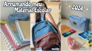 Meu material escolar de 2024 completo organizando mochila estojo e cadernos [upl. by Oer]