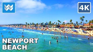 Walking along Newport Beach in Orange County California 【4K】 [upl. by Enytsirk]