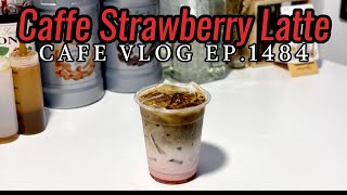 Cafe Vlog EP1484  Caffe Strawberry Latte  Coffee strawberry  Strawberry coffee [upl. by Edroi670]