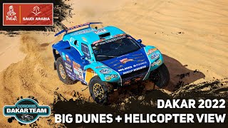 Stunning view from the helicopter and big dunes in a quick stage stage 3 Dakar 2022 [upl. by Ikcim]