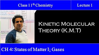 Kinetic Molecular Theory of Gases CH 4 States of Matter I Gases Lecture 1 [upl. by Liauqram445]