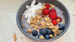 Smoothie bowl 🍓🍌🫐🥥 Ingredients in description 💜 [upl. by Caril]