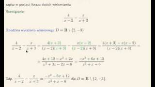 Zapisz w postaci ilorazu dwóch wielomianów [upl. by Laureen]