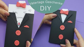 DIY Vatertags Geschenkideen Anzug Karte basteln für papa zum geburtstag [upl. by Aloin]