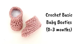 Crochet Basic Baby Booties 03 months [upl. by Annaehr]