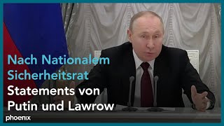 Moskau Putin und Lawrow nach Sitzung des Nationalen Sicherheitsrates am 210222 [upl. by Idieh]