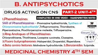 Antipsychotic drug complete SAR  Mechanism  Phenothiazines  P2 U4  Medicinal Chemistry 1 [upl. by Cerelia659]