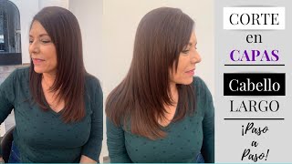 Corte en Capas Para Cabello Largo Paso a Paso [upl. by Crispen]