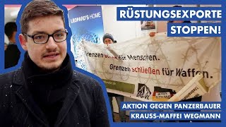 RÜSTUNGSEXPORTE STOPPEN  Aktion gegen quotLeopardquotPanzerbauer [upl. by Nosyerg]