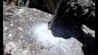 Drilling limestone rock in horizontal position slow motion [upl. by Eyram]