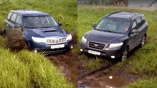 Subaru Forester vs Hyundai Santa Fe Offroad part 2 [upl. by Airenahs]