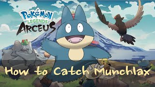 How To Find and Catch Munchlax In Pokemon Legends Arceus  Munchlax Rare Spawn Location [upl. by Sender]