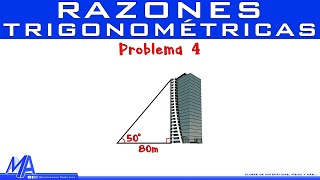 Razones trigonométricas  Solución de problemas  Ejemplo 4 [upl. by Atlas]