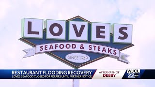 Loves Seafood amp Steaks estimates hundreds of thousands in damages following Ogeechee River flood [upl. by Aidole]