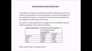 Decision making under uncertainty  Laplace criteria [upl. by Namyh]