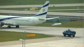 Police Escorts Israel El Al Airlines to Runway 08L  Munich Airport HD [upl. by Tice608]