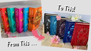 REBINDING The ACOTAR series by Sarah J Maas Into LEATHER Bound Books DIY Bookbinding [upl. by Newell]