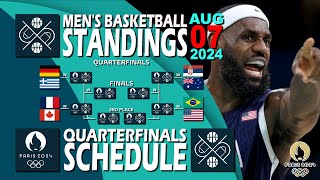 Olympics 2024 Mens Basketball Standings as of Aug 7  Olympics 2024 Basketball Semifinals Schedule [upl. by Yeleek122]