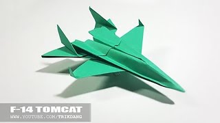 BEST ORIGAMI PAPER JET  How to make a paper airplane model  F14 Tomcat [upl. by Nosrac873]