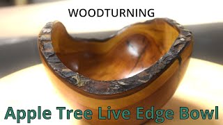 Woodturning Apple Tree Live Edge Bowl [upl. by Inva]