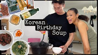 Postpartum PowerFood My Husband Teaches Me How To Make Traditional Korean Seaweed Soup MiyeokGuk [upl. by Meeharbi]