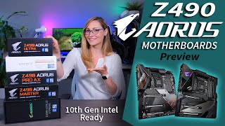 Gigabyte AORUS Z490 Motherboards Preview  First look at 5 upcoming Intel LGA 1200 Motherboards [upl. by Ayikahs]