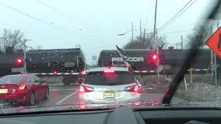 TRAIN EXITING THE SUNOCO IOL REFINERY CROSSING OVER RT130 ON 22724 [upl. by Judson]