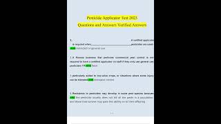 Pesticide Applicator Test 2023 Questions and Answers Verified Answers [upl. by Anesusa]