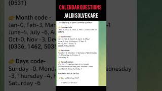 Best way to solve calendar questions  calendar reasoning  ssc ssccgl sccexam calendar chsl [upl. by Cordie]