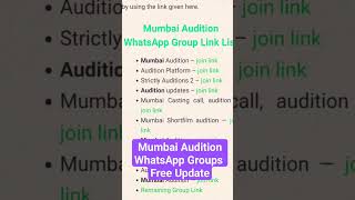 Mumbai Audition WhatsApp Groups Join Now Direct Link [upl. by Acinomal193]