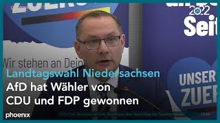 Pressekonferenz der AfD zum Ausgang der Landtagswahl in Niedersachsen am 101022 [upl. by Esinrahc]