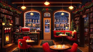 Christmas Coffee Shop Bookstore Ambience with Instrumental Jazz Christmas Music amp Fireplace [upl. by Boarer914]