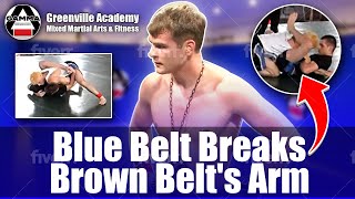 Blue Belt Breaks Brown Belts Arm Whole Match Nasty JiuJitsu Arm Break Top MMA in Greenville NC [upl. by Kurtis]