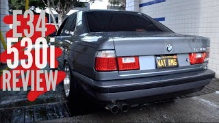 Jason E34 530i M60b30 review backfire exhaust clips [upl. by Scotty931]