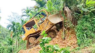 High Risk Work D6R XL Bulldozer Cutting Hill For Mountain Road Construction [upl. by Litman939]