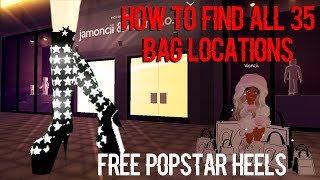 How To Find ALL 35 BAG LOCATIONS For FREE Popstar Heels Roblox Royale High New Years Update 2021 [upl. by Deeanne13]