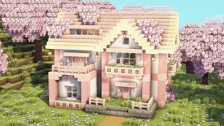 Minecraft How to Build a Cozy Cherry Blossom House  Tutorial [upl. by Quintus]