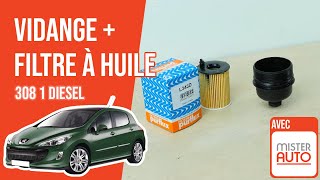 Vidange et changement du filtre à huile Peugeot 308 1 16 HDI 🛢 [upl. by Chessy]