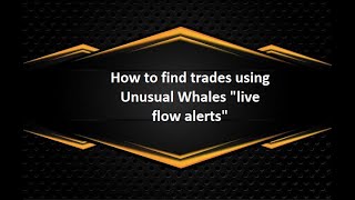 How to use Unusual Whales quotlive flow alertsquot and find trades [upl. by Aidnis]