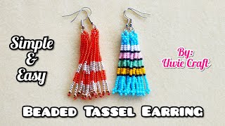 Beading Tutorial How to make Beaded Tassel Earring Fringe EarringSimple amp EasyDIY [upl. by Vanny310]