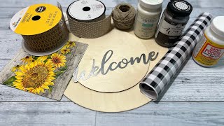 Welcome Door Hanger  Using Dollar Tree Round Hanger  Just 1 EASY Craft [upl. by Miahc]