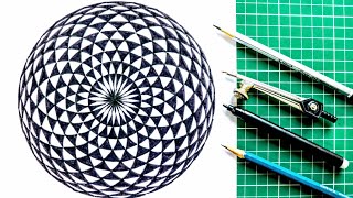 How to draw Geometrical eye Geometric design Rainbow Art [upl. by Grussing]